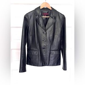 Vintage Y2K 2000s or 90s oversized black leather jacket